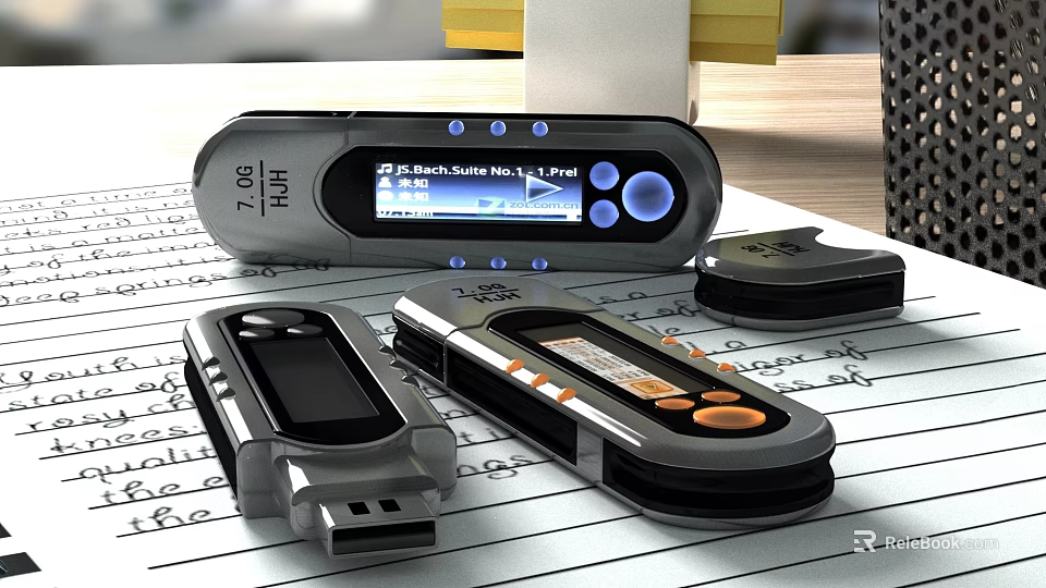 Multiple Portable USB Devices With Display Screen Button And Compact Design 3d model 