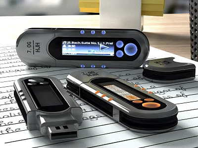 Multiple Portable USB Devices With Display Screen Button And Compact Design 3d model