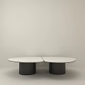 Modern Oval Coffee Table With White Marble Top And Black Base Design 3d model