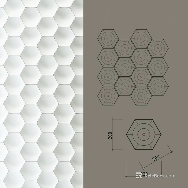 White Hexagonal Tiles Wall Design With Geometric Pattern And Tile Arrangement 3d model