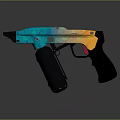 Colorful Tactical Pistol With Blue Orange Green Pattern Black Grip And Magazine For Modern Use