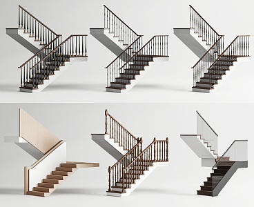 American Handrail Stair Corner Stair Railing Guardrail 3d model