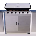 Outdoor Kitchen Appliance With Lid Control Knobs And Storage Cabinets For Family Grilling