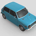 Vintage Blue Compact Car With Classic Retro Design And Smooth Exterior