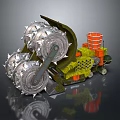Utility Vehicle With Spiked Wheels Orange Structure And Green Yellow Industrial Components