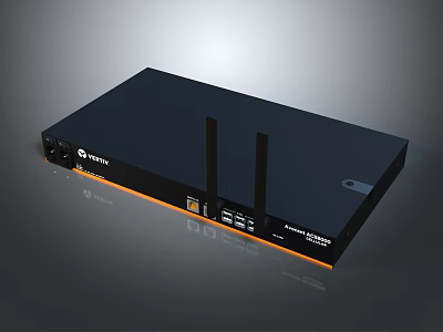 Tenda Wireless Router With Black Design Dual Antennas Orange Stripe And Network Ports 3d model