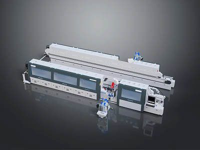 Advanced Industrial Production Line Equipment With Mechanical Arms And Conveyor Modules 3d model