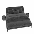 Modern Double Bed With Gray Bedding Pillows Sleek Frame And Side Table 3d model
