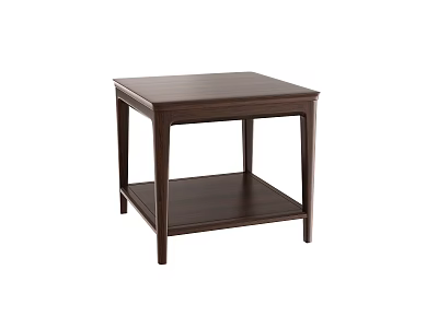 Dark Wood Modern Side Table With Square Top And Lower Shelf Design 3d model
