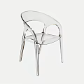 Transparent Dining Chair With Curved Backrest Armrests And Slender Legs Modern Design