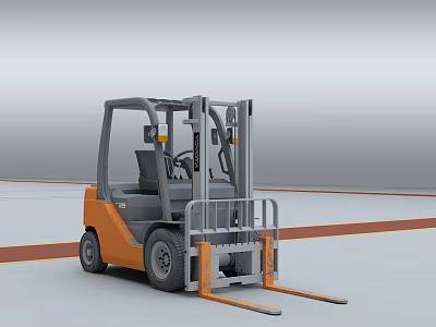 Orange Gray Industrial Forklift with Driver Cab for Indoor Warehouse Operations 3d model