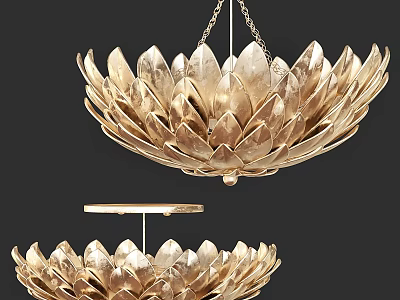 Golden Lotus Shaped Chandelier Design For Modern Home Decor And Lighting 3d model