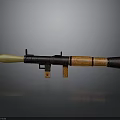 Military Rocket Launcher With Black Body Wooden Components And Yellow Warhead Stand