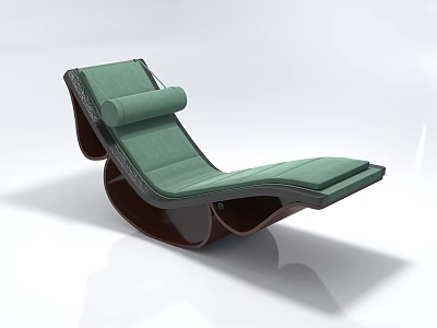 Stylish Modern Green Lounge Chair with Wooden Frame and Comfortable Cushion Design 3d model