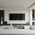 Modern TV Wall Interior Design With Built in TV And Display Shelves