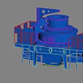 Blue Industrial Crushing Equipment With Top Feeding Port Side Structures And Bottom Support