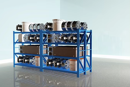 Blue color heavy duty shelf 3d model