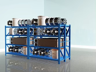 Blue color heavy duty shelf 3d model