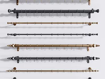 Stylish Modern Curtain Accessories Including Metal Curtain Rods And Decorative Finials 3d model