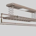 Clothes Drying Rack With Retractable Metal Frame Spring Mechanism And Lighting 3d model