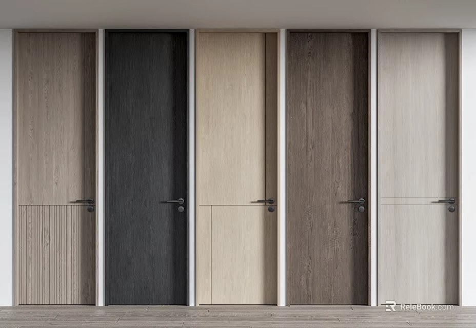 Various Wooden Doors With Different Colors And Designs For Interior 3d model