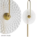 Modern Round Wall Lamp With Textured Glass Shade And Gold Metal Frame Design