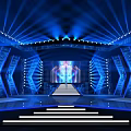 Stunning Stage Design With Blue Lighting Steps And LED Display Screen