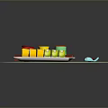 Fresh Sushi Rolls on Green Mat with Wooden Tray White Plate and Red Chopsticks