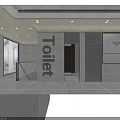 Modern Hot Pot Restaurant Corridor With Strip Lighting Gray Walls Tile Floor And Glass Doors