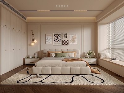 Cream French Style Bedroom 3d model