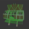 Industrial Equipment With Metal Frame Wooden Panels And Toothed Base Structure
