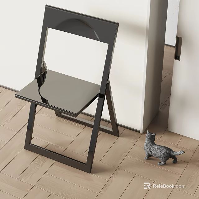 Stylish Modern Leisure Chair With Black Metal Frame And Smooth Seat On Wooden Floor Interior 3d model 