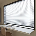 Modern Interior Design With Window Venetian Blinds And Desk Books Workspace