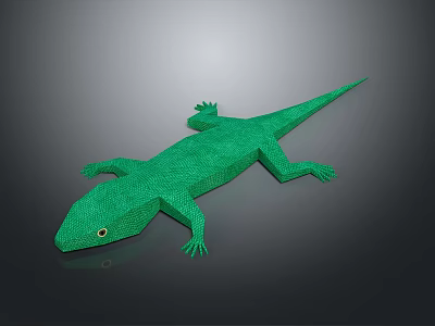 Green Lizard 3D Model With Low Poly Design Yellow Eyes And Smooth Surface 3d model