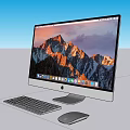 Modern Desktop Computer With Mountain View Wallpaper Keyboard And Mouse 3d model