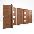 Multiple Wooden Swing Doors With Panel Design For Home Interior Spaces 3d model