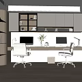 Study desk bookcase combination 3d model