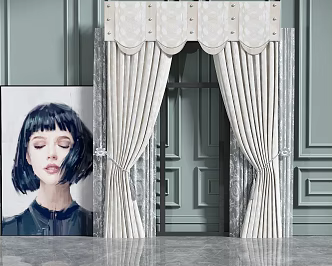 Small fresh curtain decoration 3d model