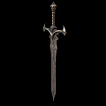 Decorative Medieval Style Sword Weapon With Carved Blade And Crown Shaped Hilt