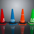 Colorful Traffic Cones With Red Warning Blue Do Not Pass Orange Reflective Stripes Green 44