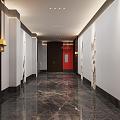 New Chinese Hotel Corridor Wall Lamp Door Lamp Landscape Mural 3d model