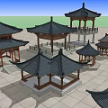 Traditional Chinese Architecture Models With Various Roof Styles And Miniature Structures