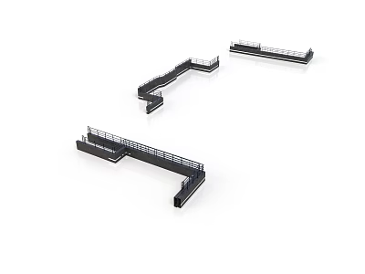 Black Metal Equipment Tracks With L Shaped And Straight Designs For Installation 3d model