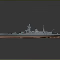 Detailed 3D Model of Battleship With Gray Hull Red Bottom and Masts
