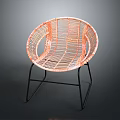 Orange Woven Accent Chair With Modern Minimalist Design And Black Metal Legs