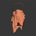 Stylish Wicker Picnic Basket With Red And White Checkered Cloth And Handle