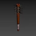 Primitive Weapon Made With Wooden Handle And Metal Forks Bound Together