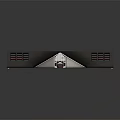 Origami Style Black Building Model With Geometric Folds And Square Glass Windows