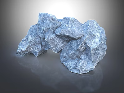 Natural Blue Rough Stone Material With Textured Surface And Reflective Finish On Gray Background 3d model