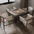 Modern Square Wooden Table With Four Chairs In Cozy Leisure Room Setup